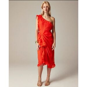 J.Crew Collection One-Shoulder Dress in Crinkle Chiffon